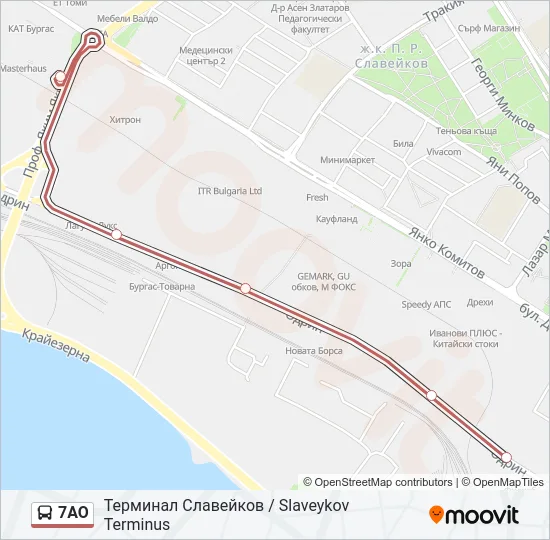 7АО Bus Line Map