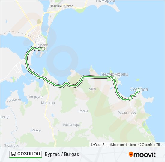 СОЗОПОЛ Bus Line Map