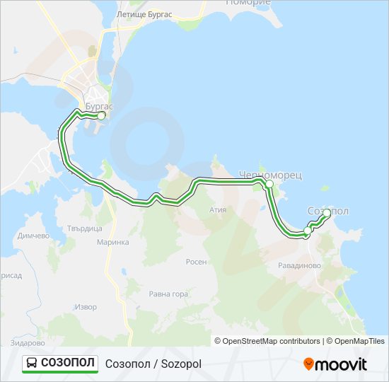 СОЗОПОЛ Bus Line Map