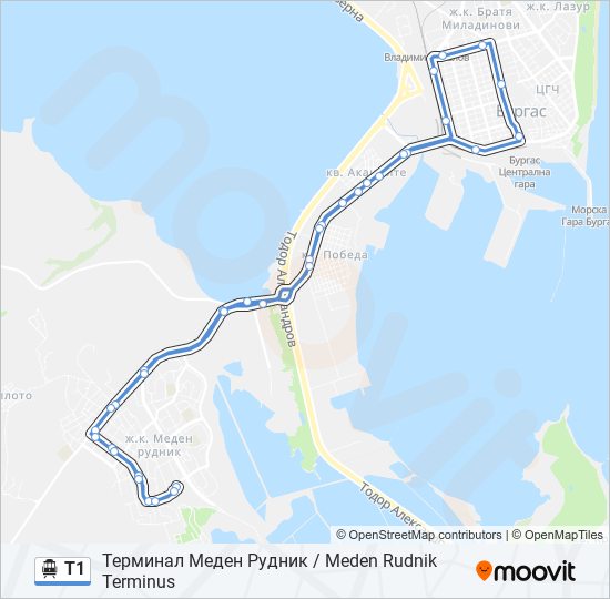 Троллейбус Т1: карта маршрута