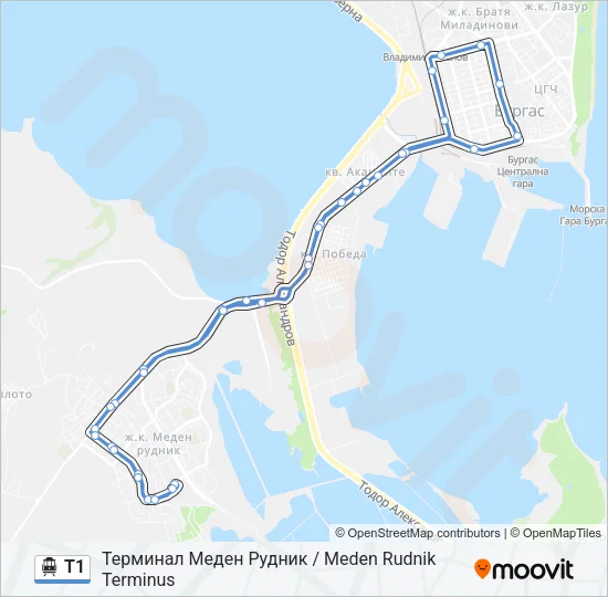 Троллейбус Т1: карта маршрута
