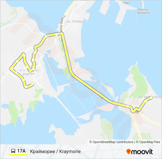 17А автобус Карта на Линията
