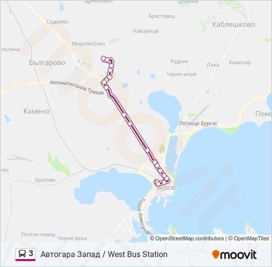 3 автобус Карта на Линията