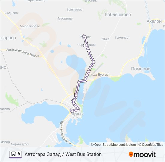 Автобус 6: карта маршрута
