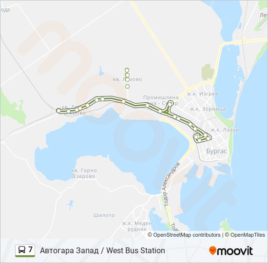 7 автобус Карта на Линията