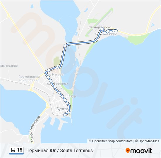 15 автобус Карта на Линията