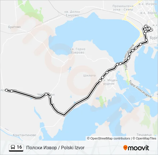Автобус 16: карта маршрута