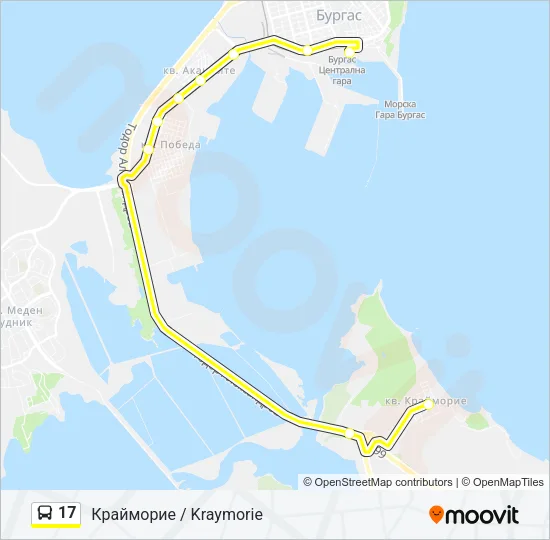 17 автобус Карта на Линията