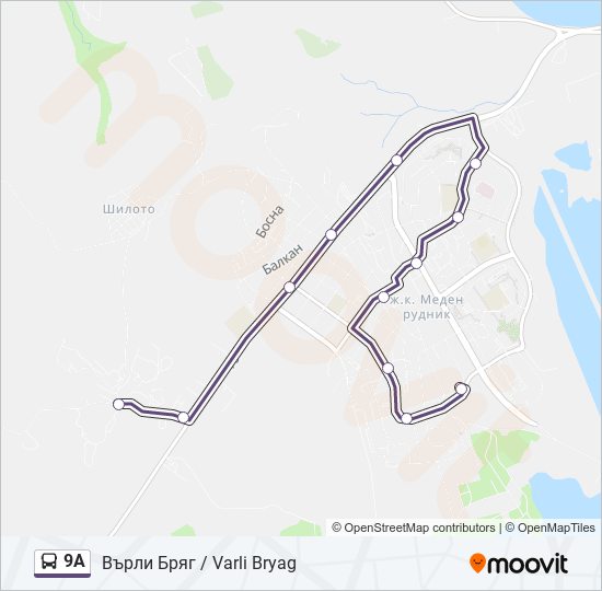 9А bus Line Map