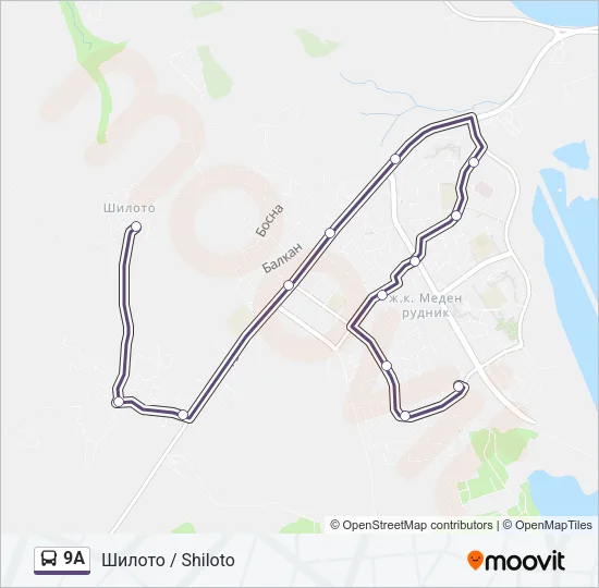 9А автобус Карта на Линията
