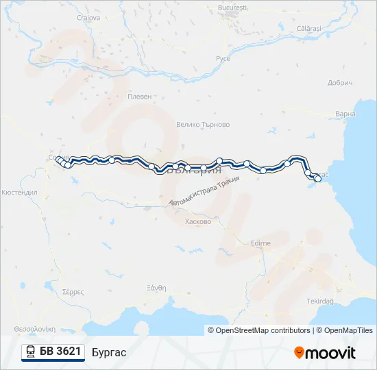БВ 3621 Train Line Map