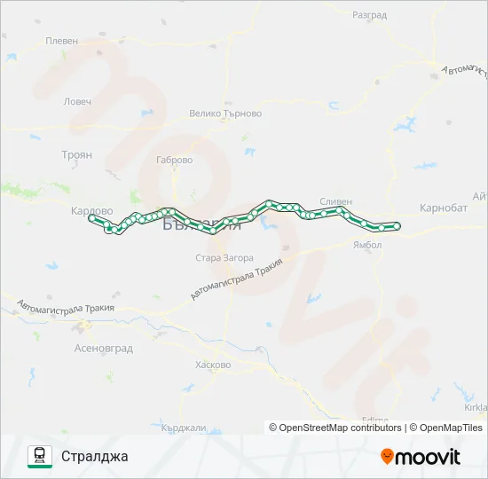 Поезд ПВ 30131: карта маршрута