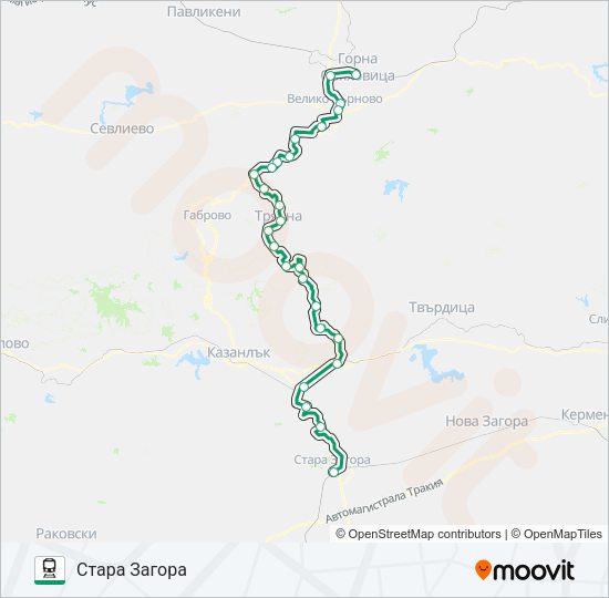 Поезд ПВ 40121: карта маршрута