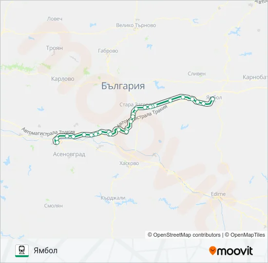 ПВ 80105 влак Карта на Линията