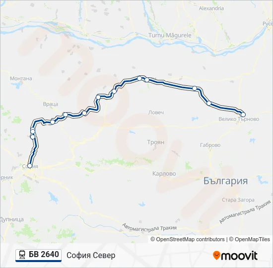 Поезд БВ 2640: карта маршрута