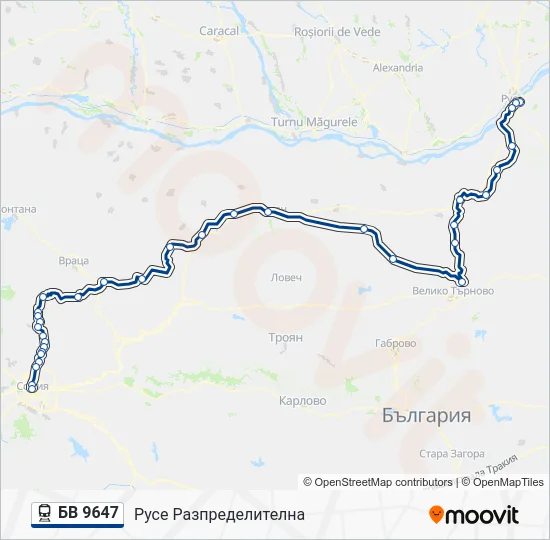 Поезд БВ 9647: карта маршрута