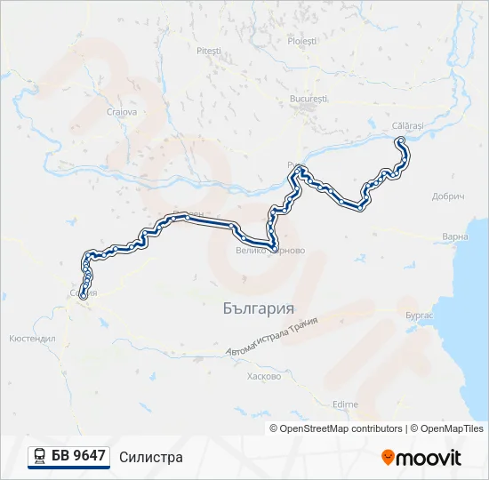 Поезд БВ 9647: карта маршрута