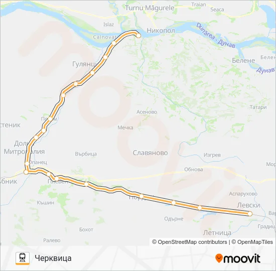 Поезд КПВ 23206: карта маршрута