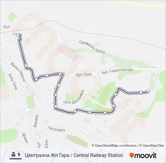 9 тролейбус Карта на Линията