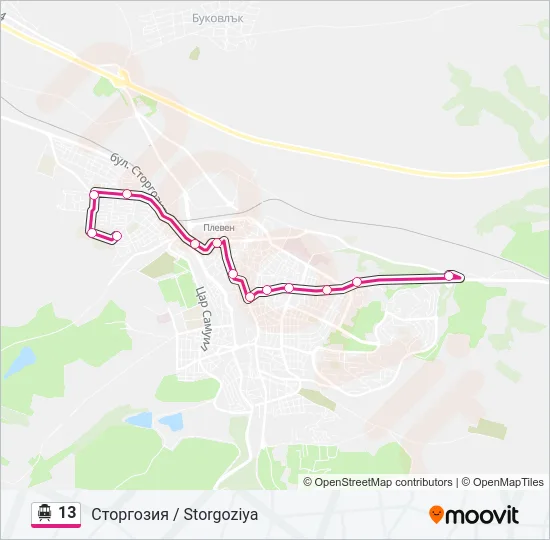 13 Trolleybus Line Map