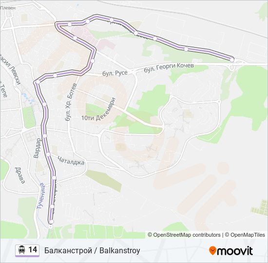 14 тролейбус Карта на Линията