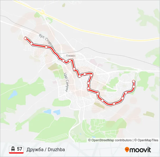 57 Trolleybus Line Map