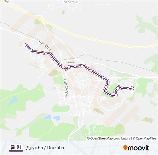 91 тролейбус Карта на Линията