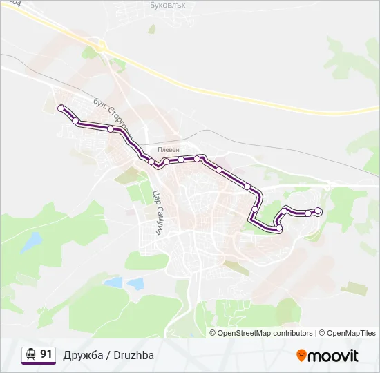 91 Trolleybus Line Map