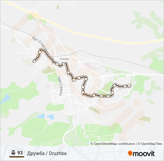 93 тролейбус Карта на Линията