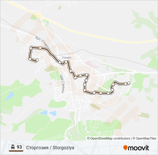 93 тролейбус Карта на Линията