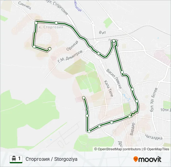 1 Trolleybus Line Map