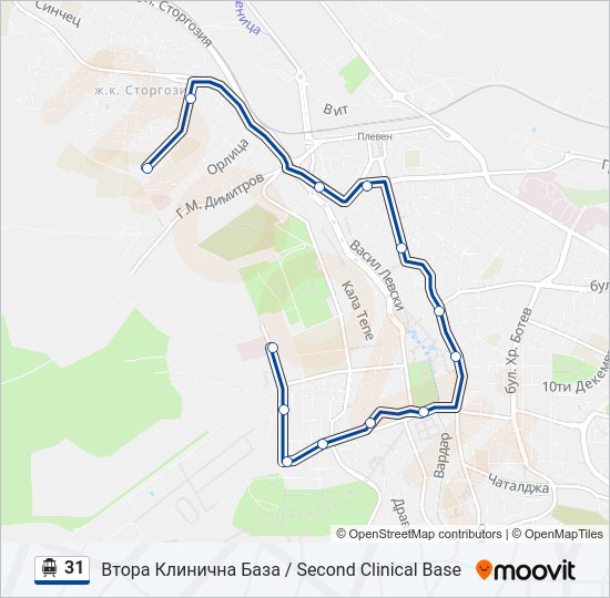 31 тролейбус Карта на Линията