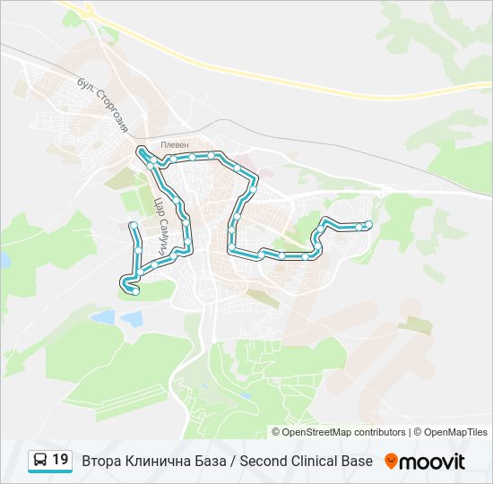 19 автобус Карта на Линията