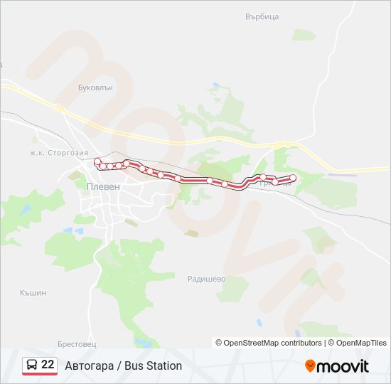 Автобус 22: карта маршрута