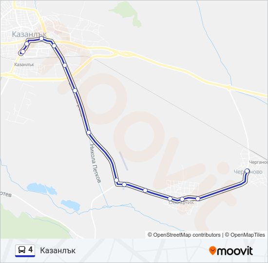 4 автобус Карта на Линията