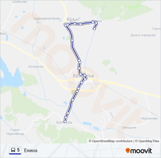 5 автобус Карта на Линията