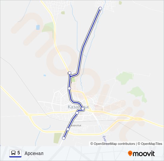5 автобус Карта на Линията
