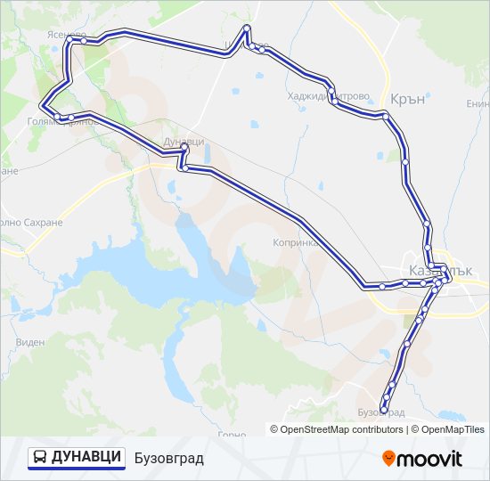 ДУНАВЦИ автобус Карта на Линията