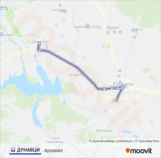 Автобус ДУНАВЦИ: карта маршрута