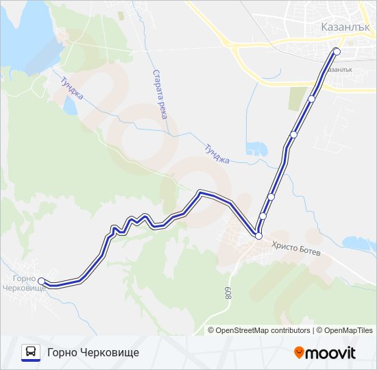 СРЕДНОГОРОВО автобус Карта на Линията