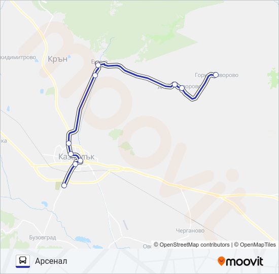 ГОРНО ИЗВОРОВО автобус Карта на Линията