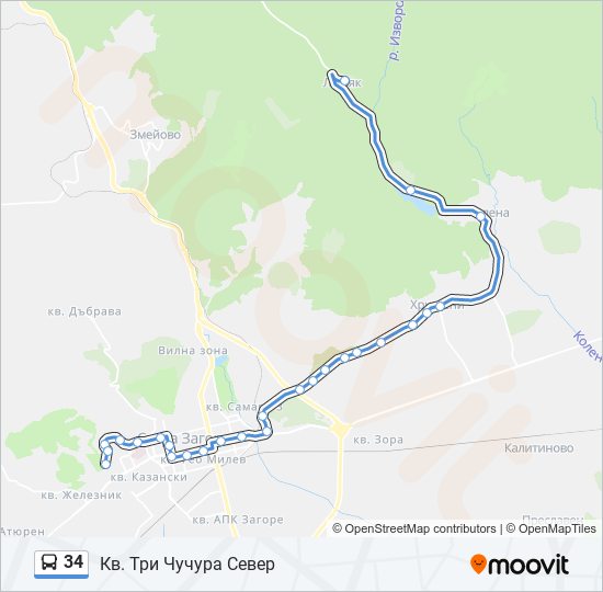 34 bus Line Map