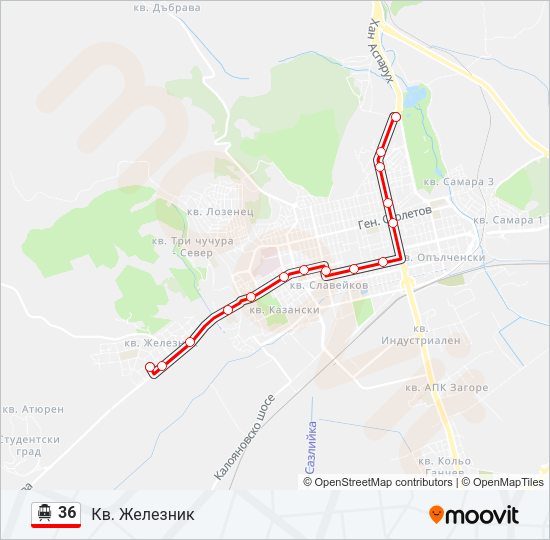 36 тролейбус Карта на Линията