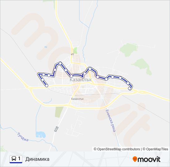 1 автобус Карта на Линията
