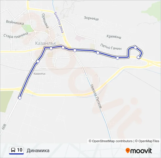 Автобус 10: карта маршрута