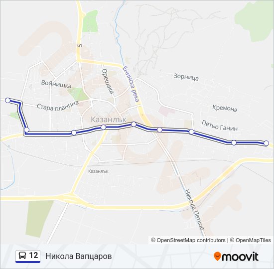 12 автобус Карта на Линията