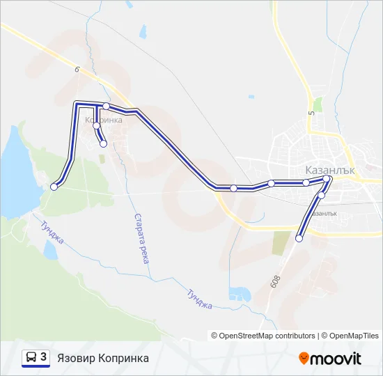Автобус 3: карта маршрута