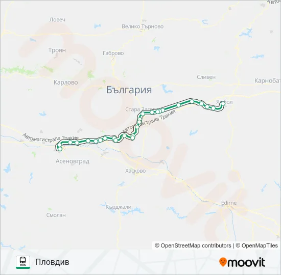 ПВ 80104 влак Карта на Линията