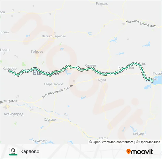 Поезд ПВ 30132: карта маршрута