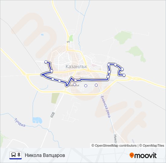 8 автобус Карта на Линията